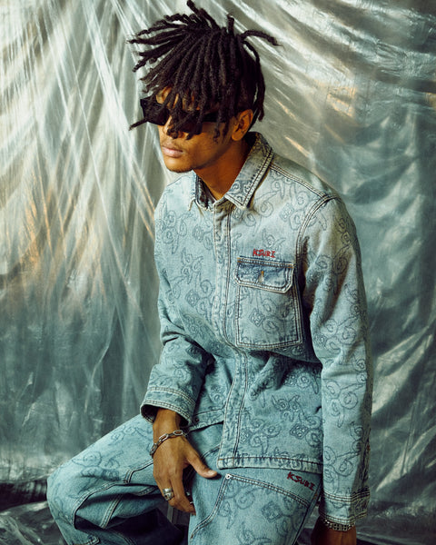 QUILTED LS DENIM SHIRT K9 - STONED BLUE