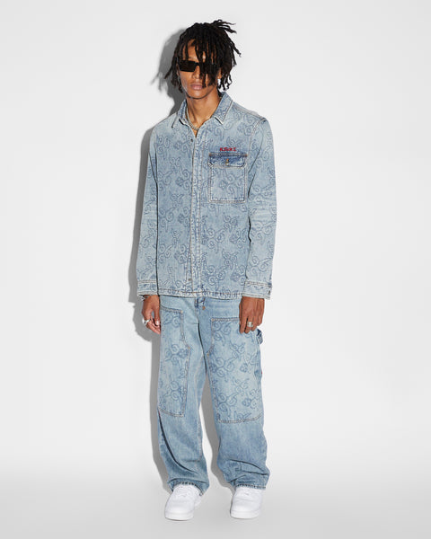 QUILTED LS DENIM SHIRT K9 - STONED BLUE